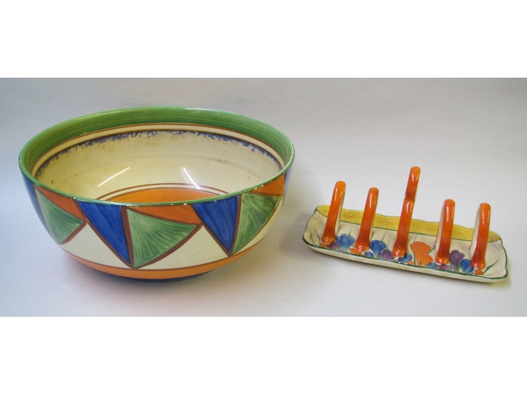 Appraisal: A Clarice Cliff toast rack painted with crocus design printed