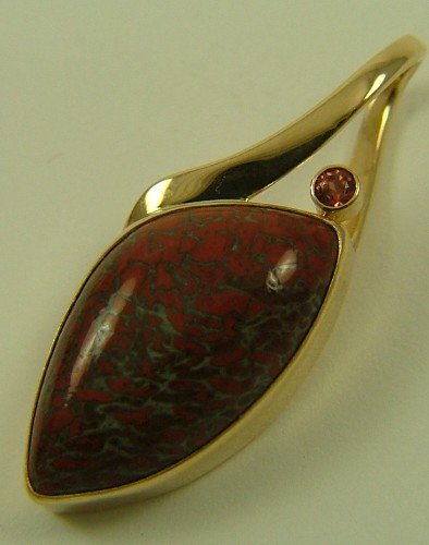 Appraisal: JASPER AND PINK TOURMALINE PENDANT The pendant is - in