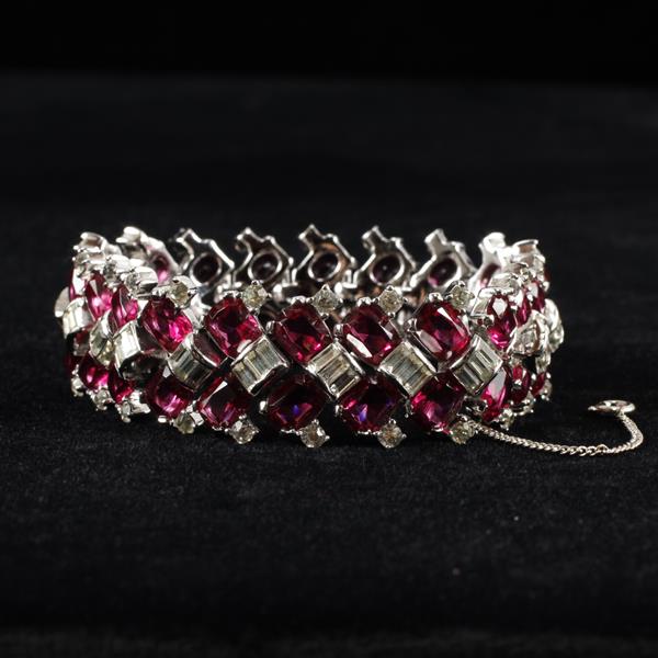 Appraisal: Jomaz Art Deco Diamante Bracelet with Clear Pink rhinestones widest