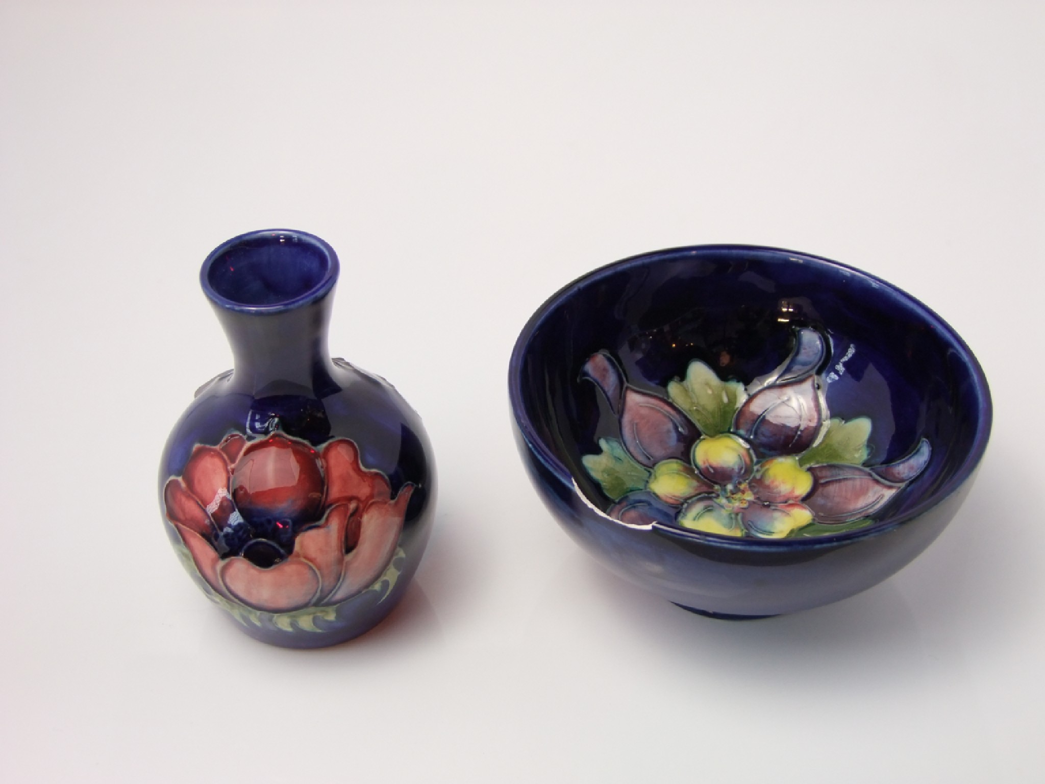 Appraisal: A Moorcroft blue ground bowl of circular form with painted