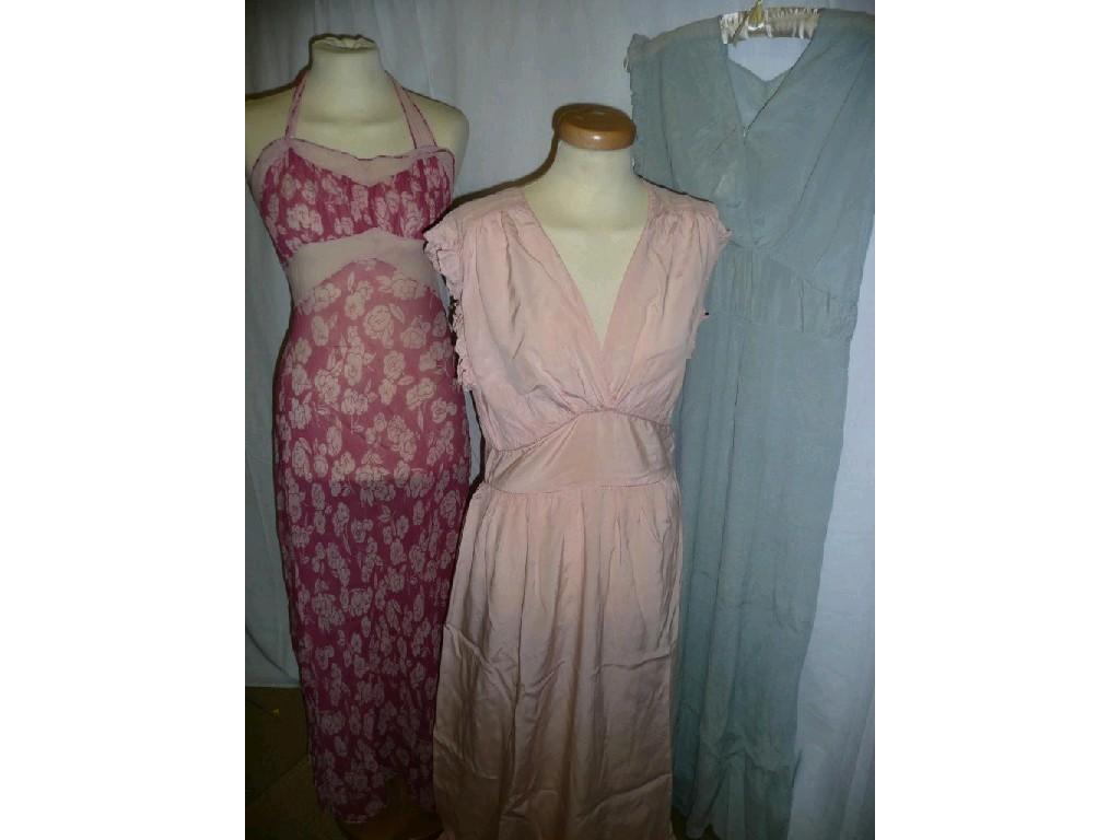 Appraisal: Vintage nightdresses in blue and pink and one delicate dress