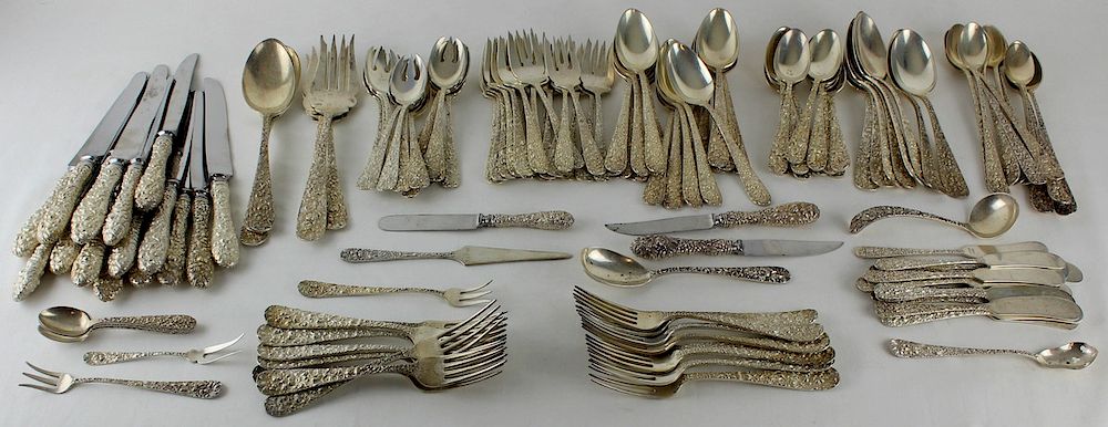 Appraisal: STERLING Pc Stieff Rose Flatware Service Includes knives - approx