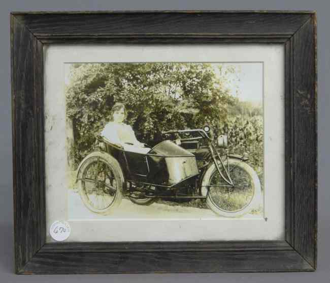 Appraisal: Framed photocopy of c 's Indian Motorcycle with a pretty