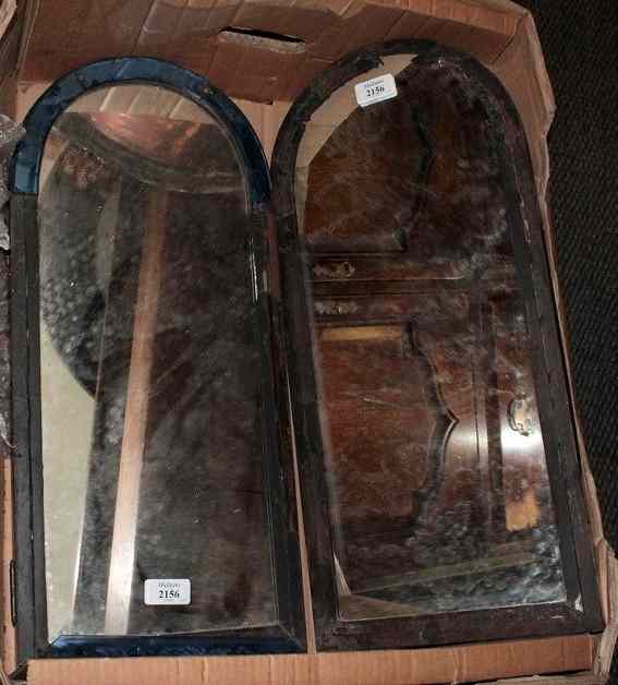 Appraisal: A PAIR OF TH CENTURY MIRRORS with blue glass borders