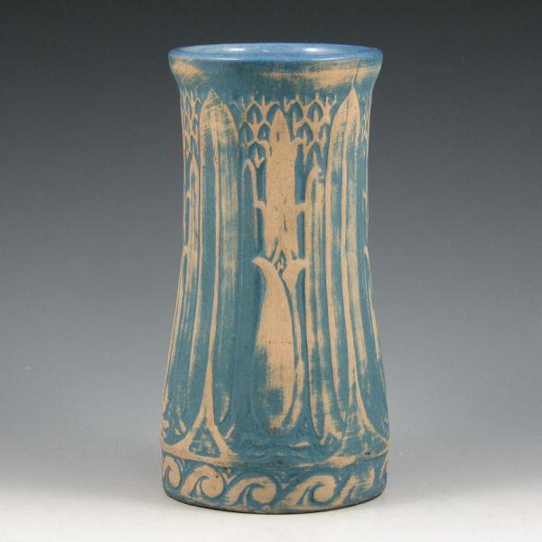 Appraisal: Monmouth Pottery vase with blue highlights over the natural clay