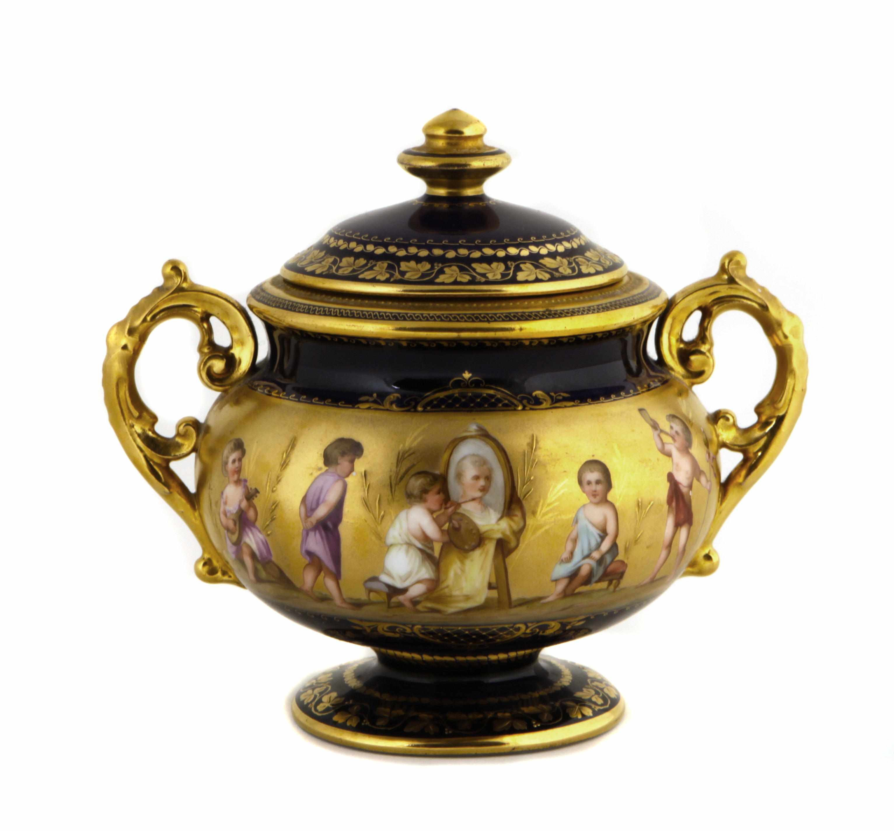 Appraisal: A Vienna style porcelain covered sugar bowl height in