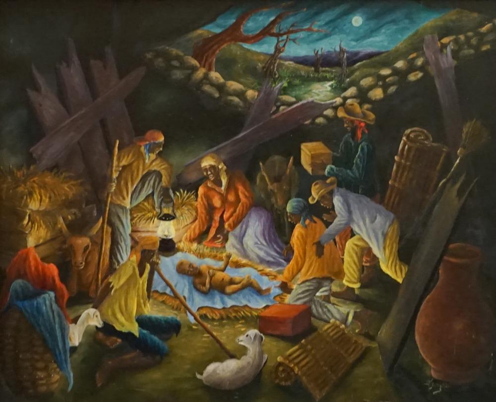 Appraisal: HAITIAN SCHOOL SECOND QUARTER TH CENTURY NATIVITY SCENE OIL ON