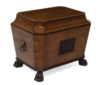 Appraisal: A REGENCY MAHOGANY WINE COOLER OF SARCOPHAGUS FORM A REGENCY