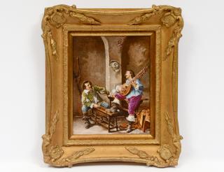 Appraisal: DRESDEN PORCELAIN PLAQUE German th Century Painted by F Gros