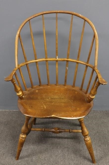 Appraisal: Reproduction Windsor archair signed Cane Farm Rosemont NJ h x