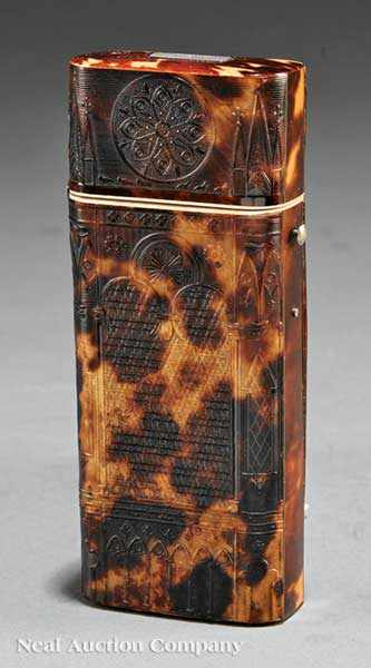 Appraisal: An English Gothic Revival Tortoiseshell Cigar Case mid- th c