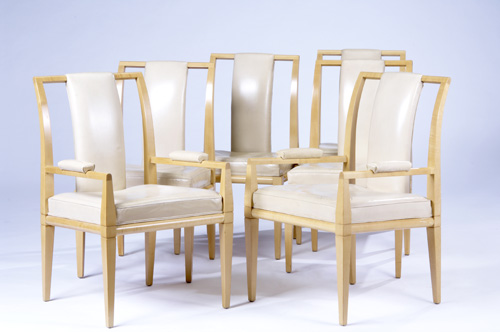 Appraisal: TOMMI PARZINGER Set of six maple dining chairs two arm-