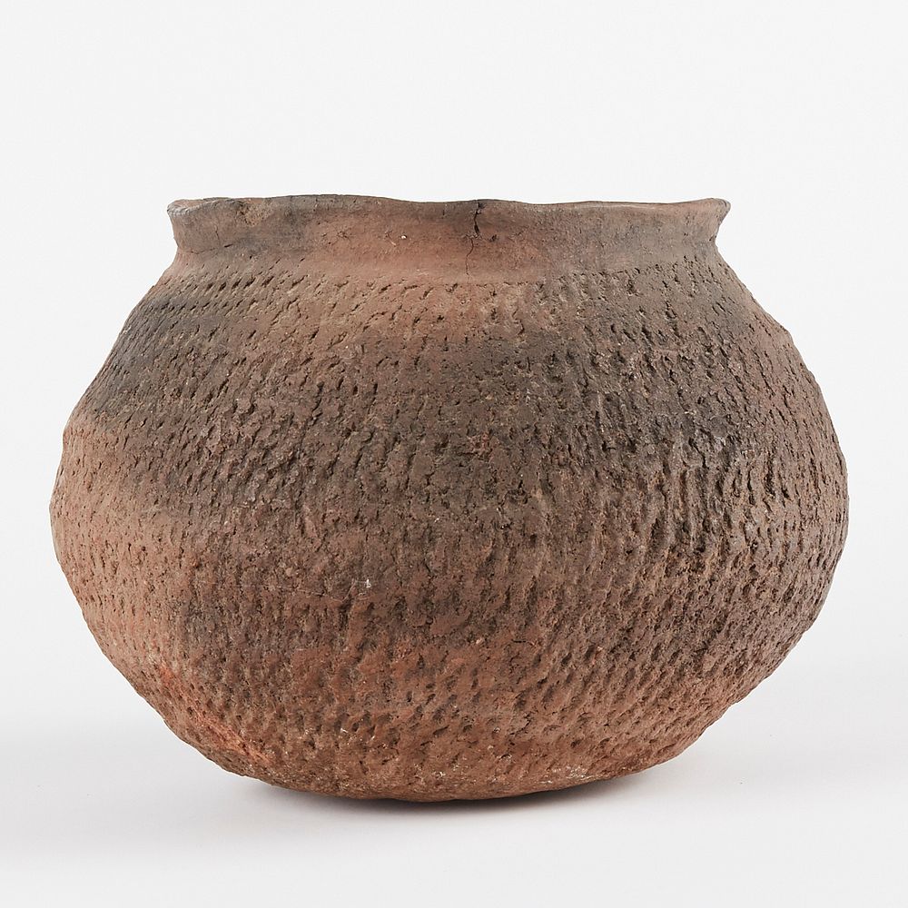 Appraisal: Large Corrugated North American Olla Large corrugated North American pottery