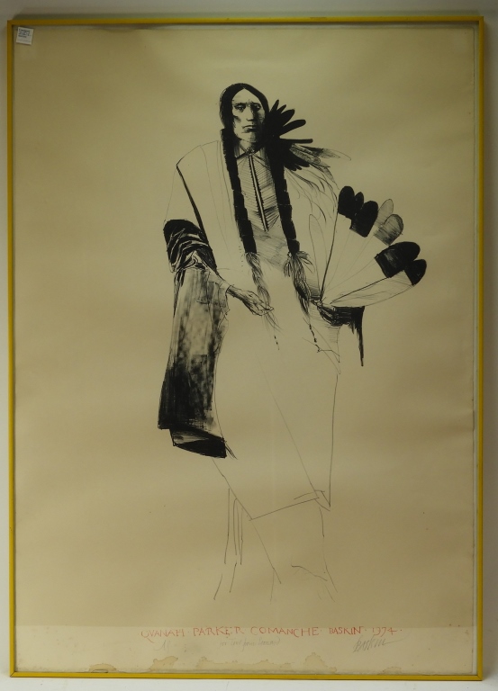 Appraisal: LEONARD BASKIN QUANAH PARKER COMANCHE SIGNED PRINT Massachusetts New York