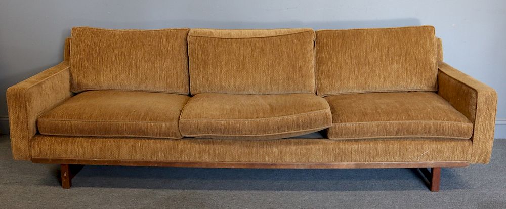 Appraisal: MIDCENTURY Upholstered Sofa Nice original fabric good size and from