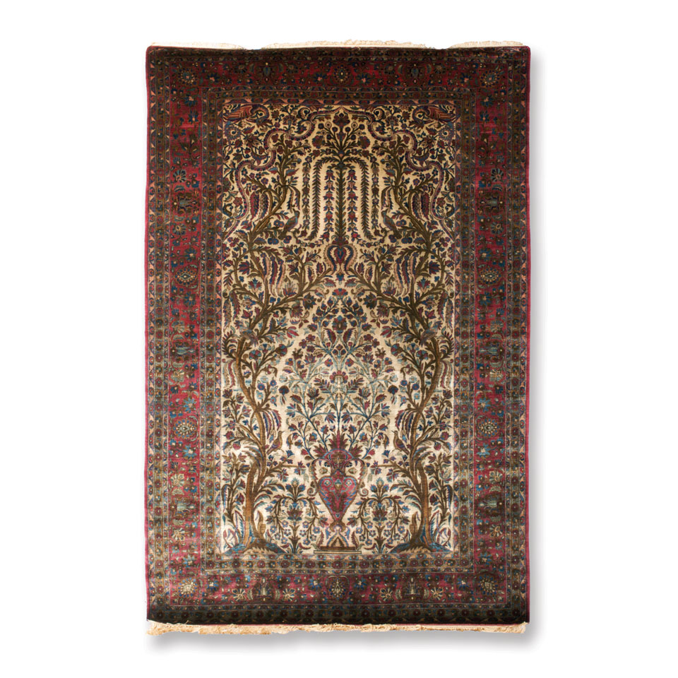 Appraisal: Pair of Silk Kashan Tree of Life Prayer Rugs ft