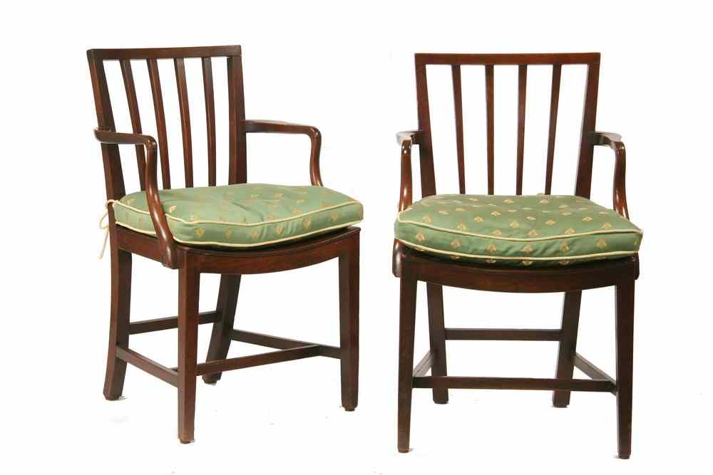 Appraisal: PAIR GEORGE III ARMCHAIRS - Pair George III Library Mahogany