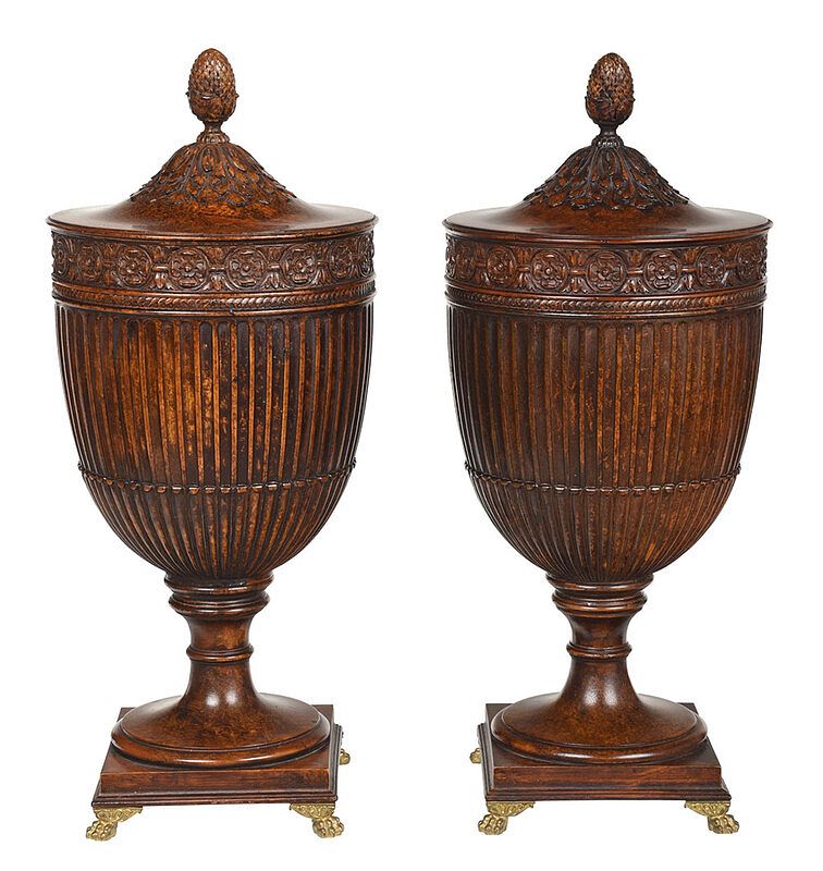 Appraisal: A Pair of Regency Style Covered Wine Coolers th Century