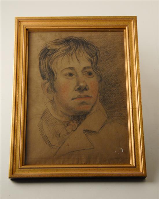 Appraisal: Artist Unknown th C Gentleman with Bangs Pencil sketch Framed