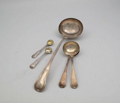 Appraisal: A George III Kings Hourglass pattern silver soup ladle marks