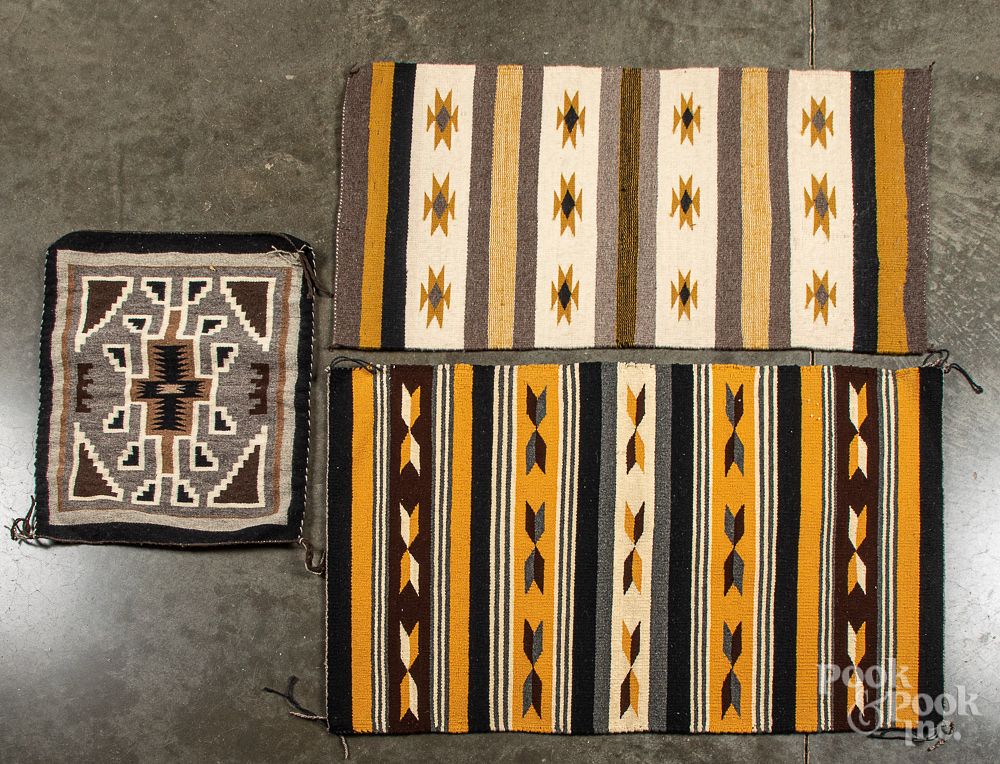 Appraisal: Three vintage Navajo textiles Three vintage Navajo textiles to include