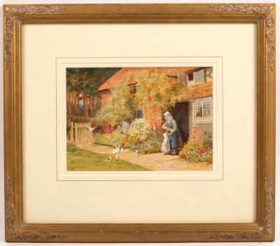 Appraisal: Arthur Claude Strachan British - Feeding Doves signed watercolour cm