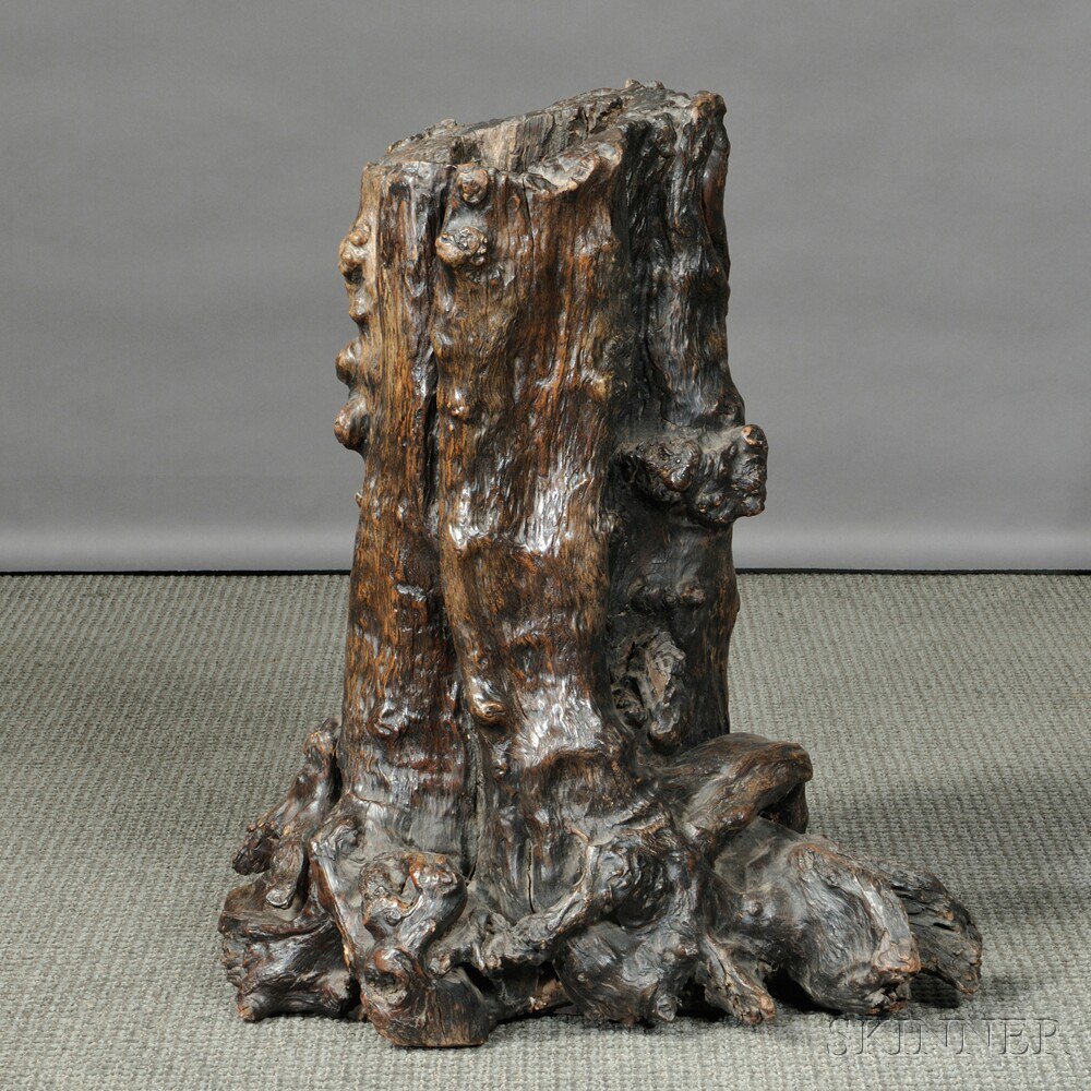 Appraisal: Gnarled Root Stand China hollowed natural form ht wd in