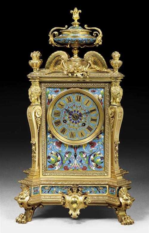 Appraisal: ENAMEL CLOCK Revival style the dial signed J HALL CO