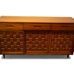 Appraisal: A Mid-Century Modern Mahogany Credenza th Century Stamped Dunbar Height