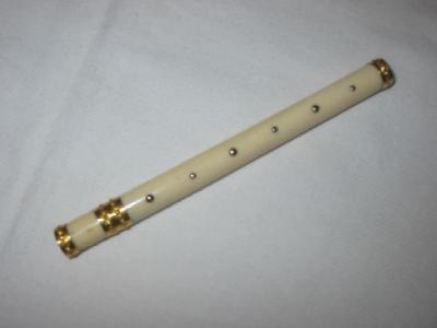 Appraisal: AN IVORY BODKIN HOLDER of cylindrical form with beaded gold