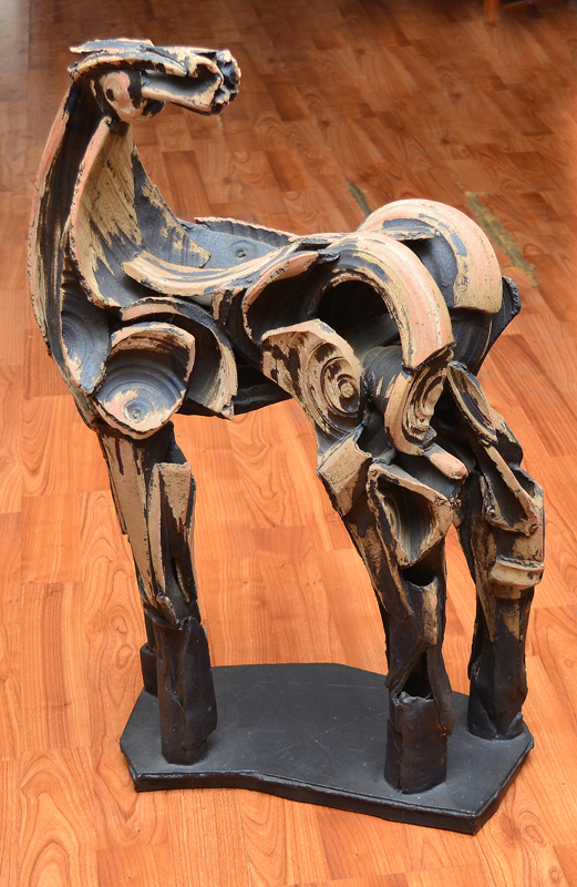 Appraisal: JERI HOLLISTER POTTERY HORSE SCULPTURE ''h approx '' x ''