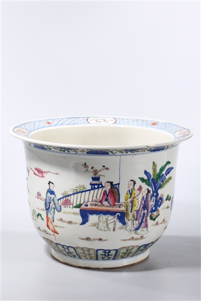 Appraisal: Chinese enameled porcelain jardiniere depicting a variety of figures in