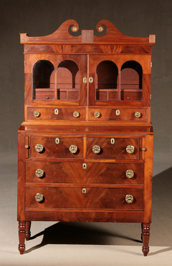 Appraisal: Federal Mahogany Ladies' Writing Desk and Bookcase Massachusetts Circa In