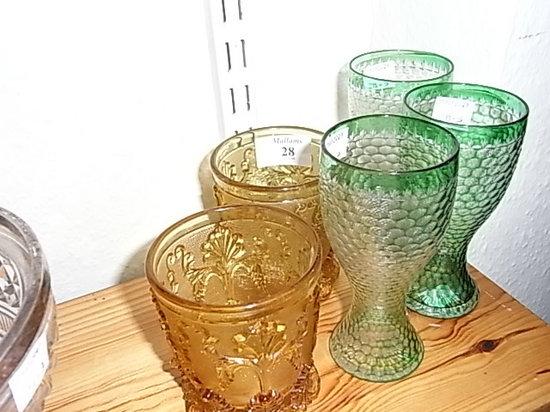 Appraisal: A SET OF THREE BOHEMIAN GREEN OVERLAID GLASSES with all