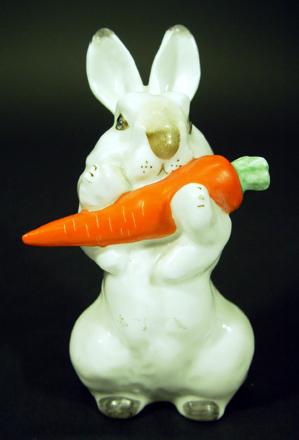 Appraisal: Hand painted USSR porcelain rabbit eating a carrot factory marks