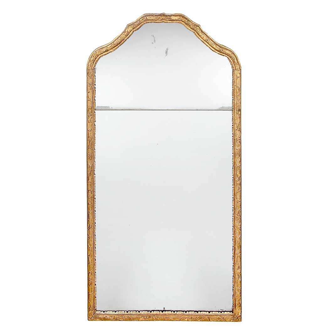 Appraisal: Regence Gilt-Wood Mirror th Century The arched divided mirror plate