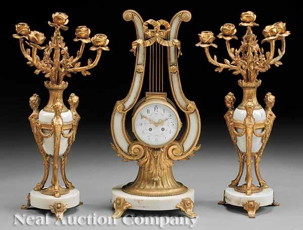 Appraisal: A Napoleon III Gilt Bronze and White Marble Three Piece