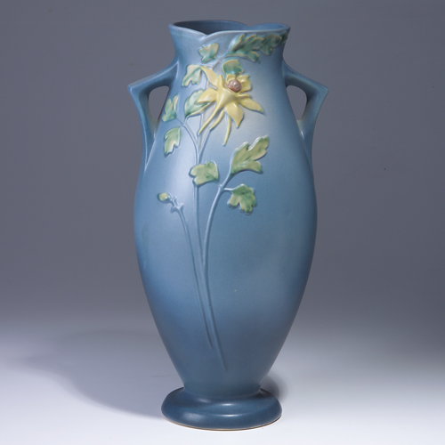 Appraisal: ROSEVILLE Blue Columbine vase - Raised mark