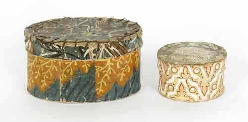 Appraisal: Two Pennsylvania wallpaper boxes early th c h dia and