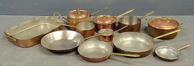 Appraisal: - Group of late th c copper cookware- roasting pan