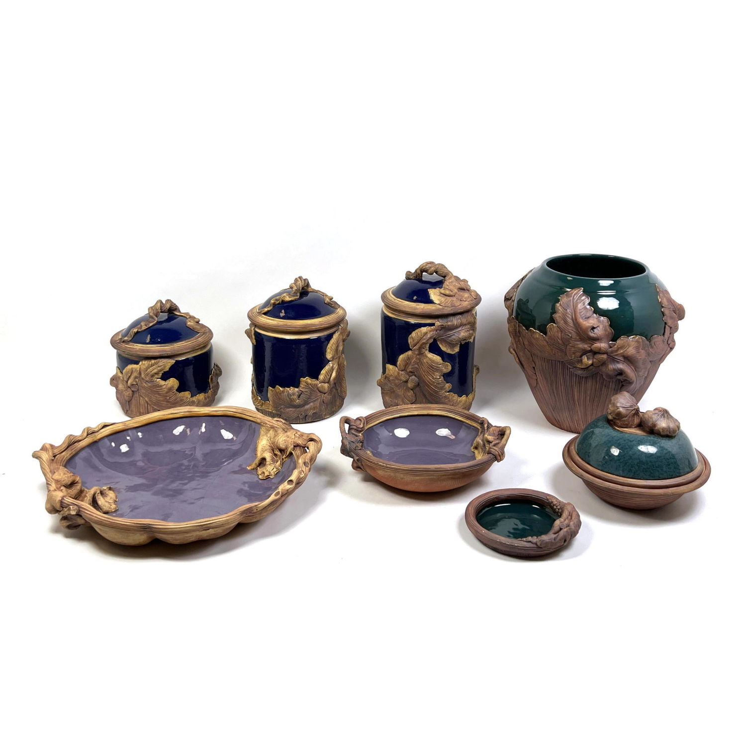 Appraisal: pc ELLEN EVANS Studio Pottery Glazed Dishes pc Canister Set