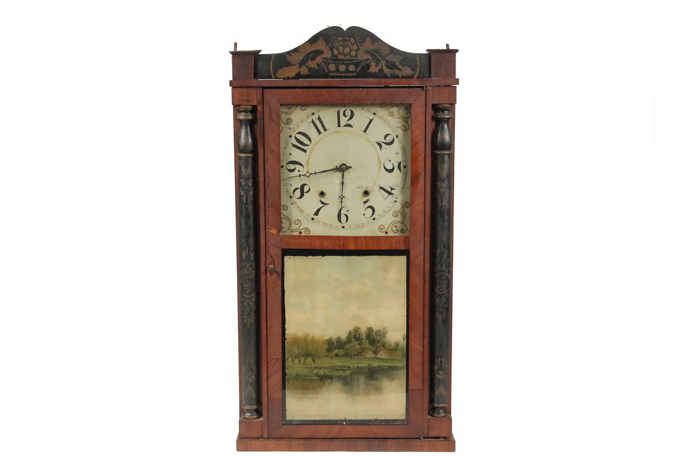 Appraisal: MANTEL CLOCK - Split Column Two Tier Clock in mahogany