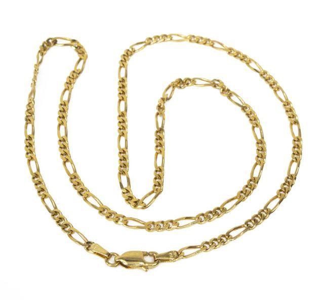 Appraisal: Estate kt yellow gold Figaro chain necklace clasp stamped RVL