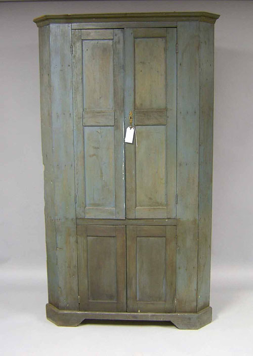 Appraisal: Painted pine -piece corner cupboard early th c h w