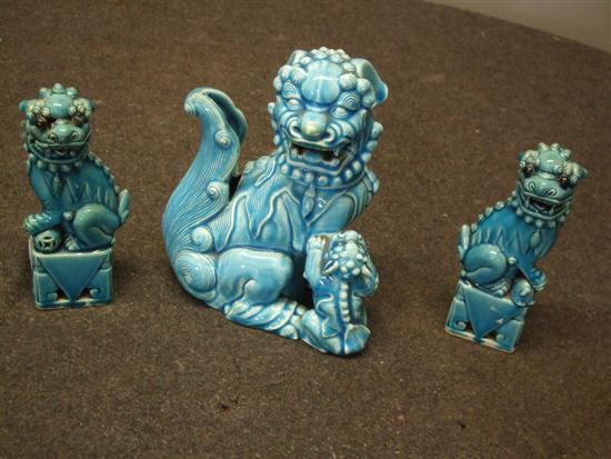 Appraisal: Chinese blue glazed dog of Fo height and a pair