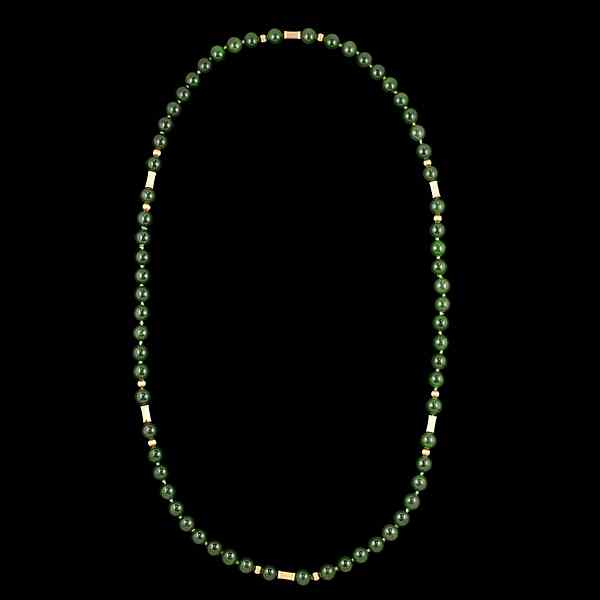 Appraisal: Dyed Green Nephrite Necklace Strand of dyed green nephrite beads