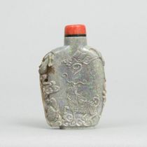 Appraisal: Carved Grey Opal Snuff Bottle circa th Century This snuff