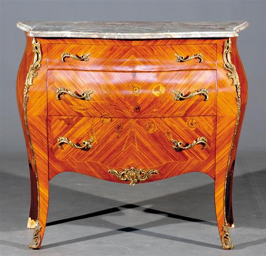 Appraisal: Louis XV style kingwood and ormolu-mounted bombe commode early th