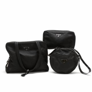 Appraisal: A Travel Sute of Three Black Nylon Bags Prada made