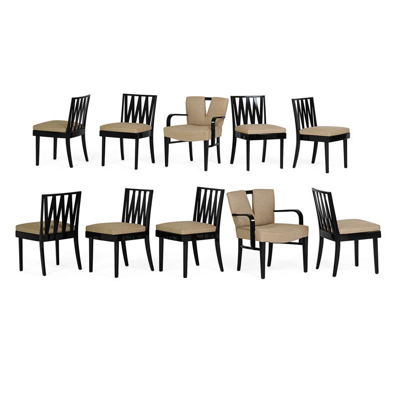 Appraisal: PAUL FRANKL Ten dining chairs Condition Report Older refinishing Newer